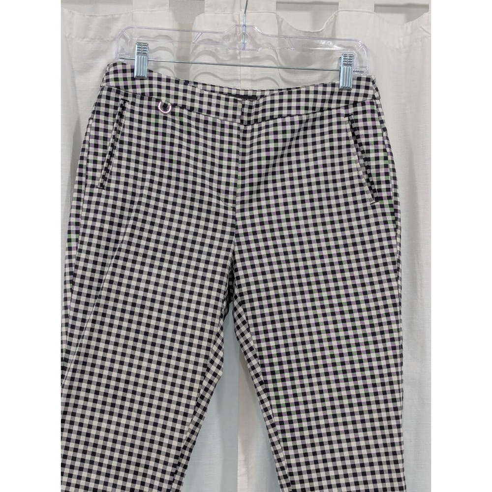 Adrianna Papell Ankle Pant Sz 8 Kate Fit Black White Gingham Check Preppy Office - Picture 9 of 9